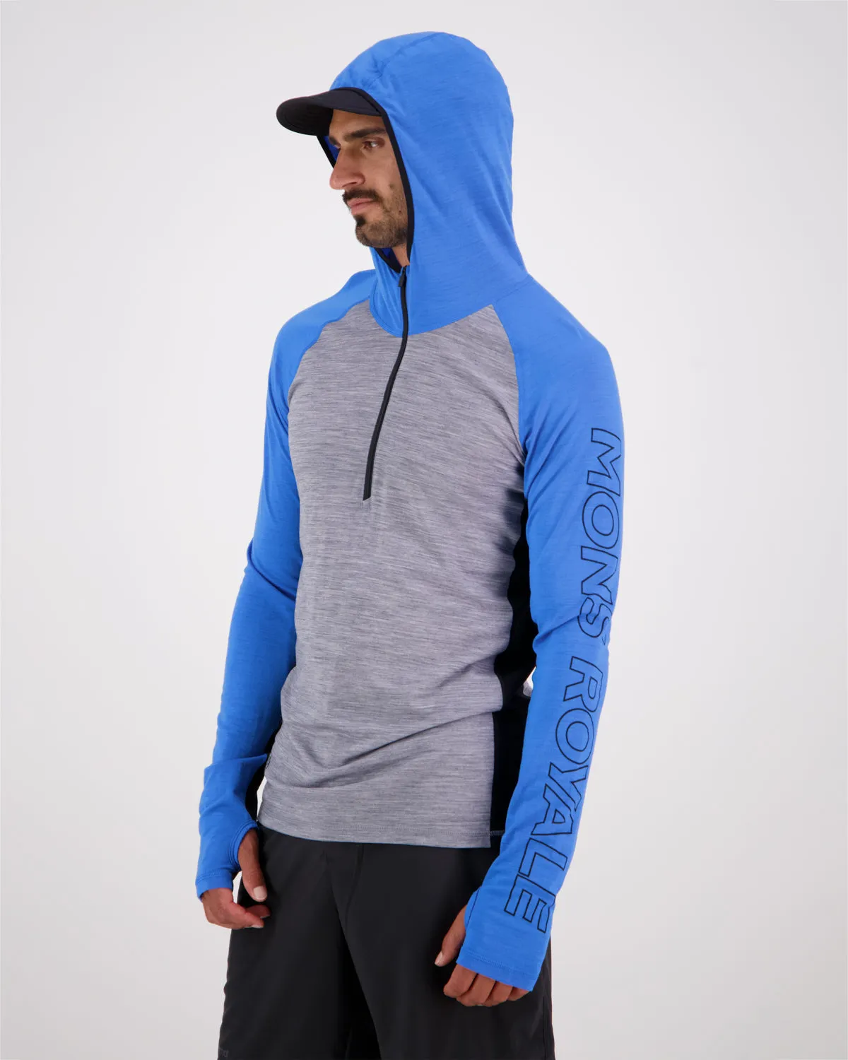 Temple Merino Long Sleeve Hood - Blue Gravel