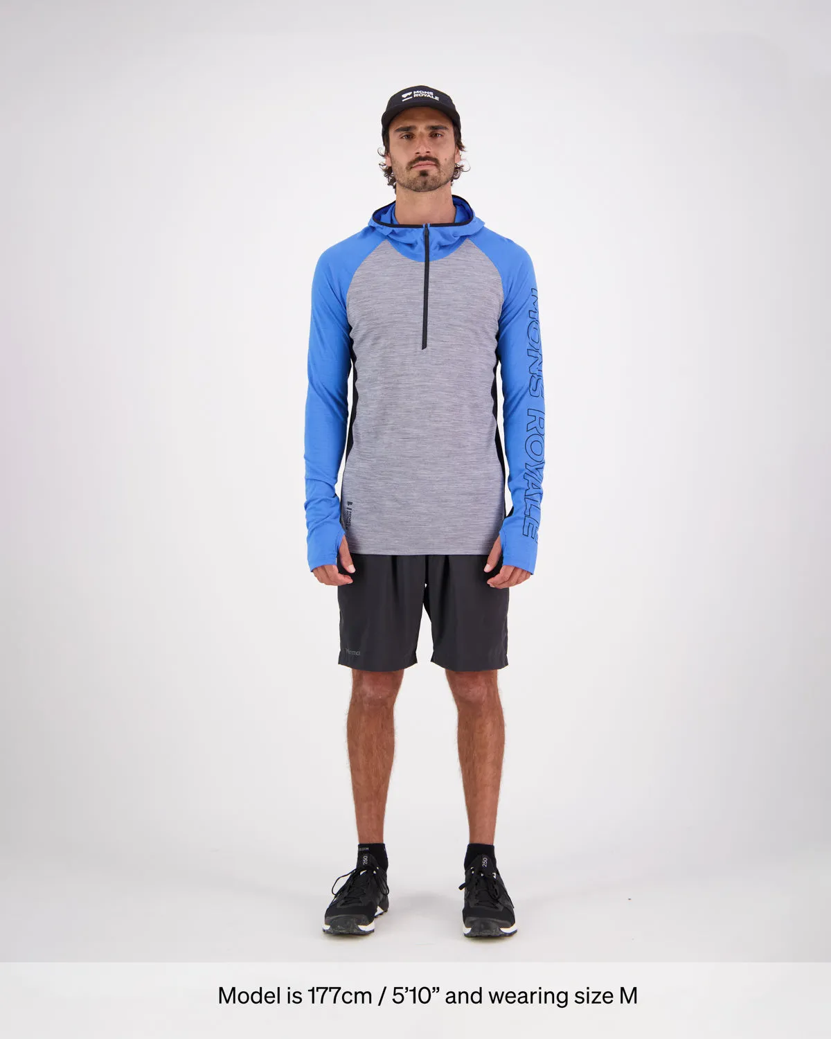 Temple Merino Long Sleeve Hood - Blue Gravel