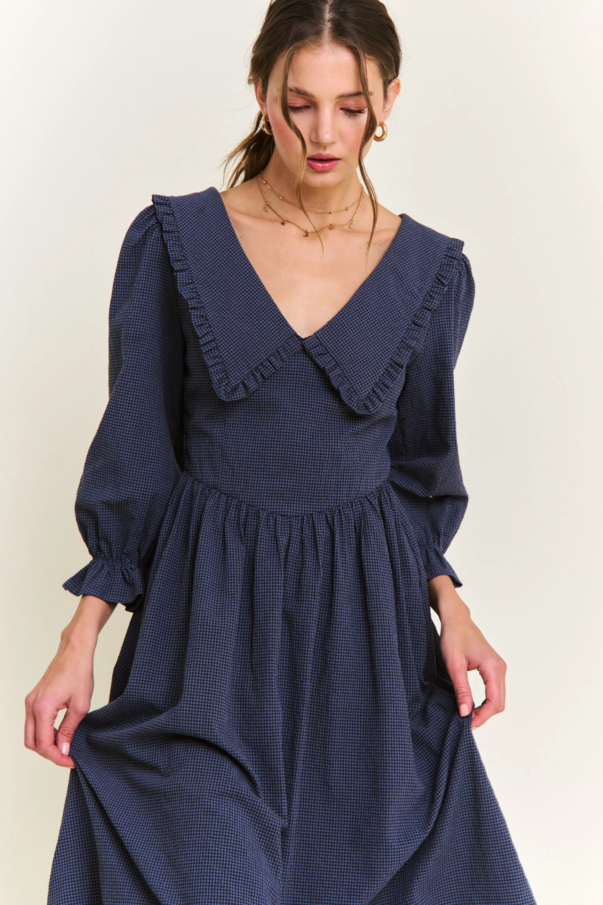 The Theddle Midi Dress in Navy