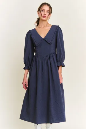 The Theddle Midi Dress in Navy