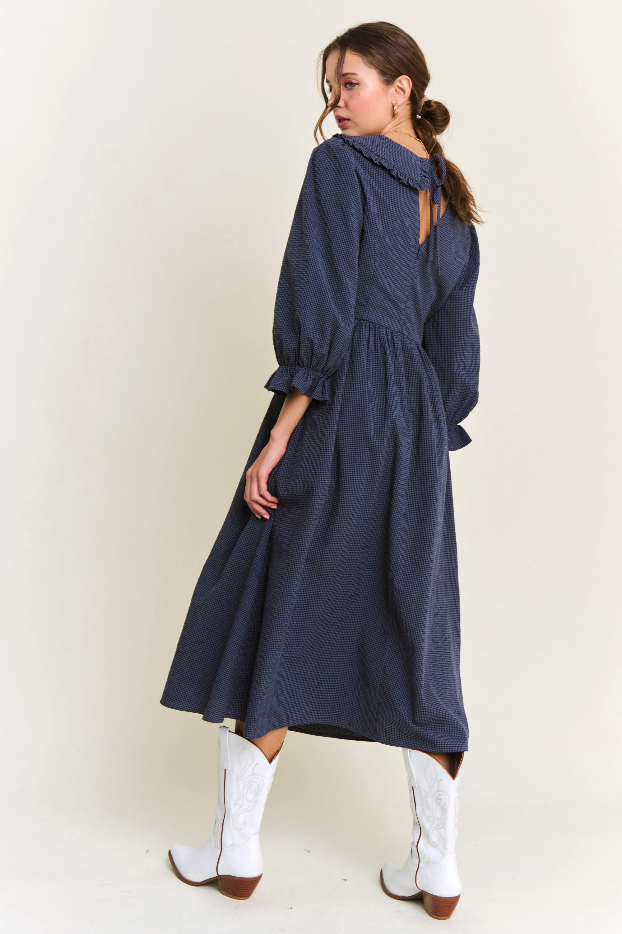 The Theddle Midi Dress in Navy