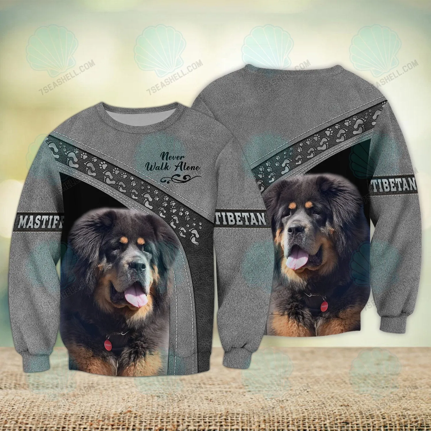 Tibetan Mastiff Never Walk Alone 3D Full Print Shirts, Christmas Dog Memorial Gifts for loss of Dog