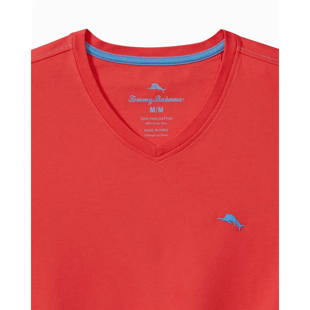 Tommy Bahama Bali Skyline V-Neck Long Sleeve T-Shirt - Zanzibar Red
