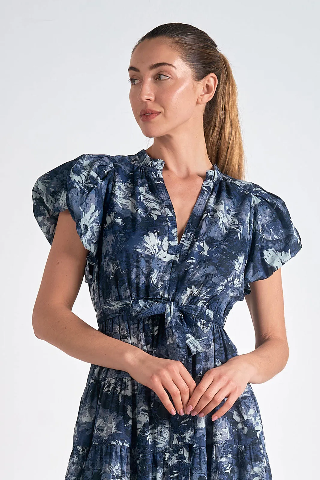 Tuscany Bubble Sleeve Midi Dress