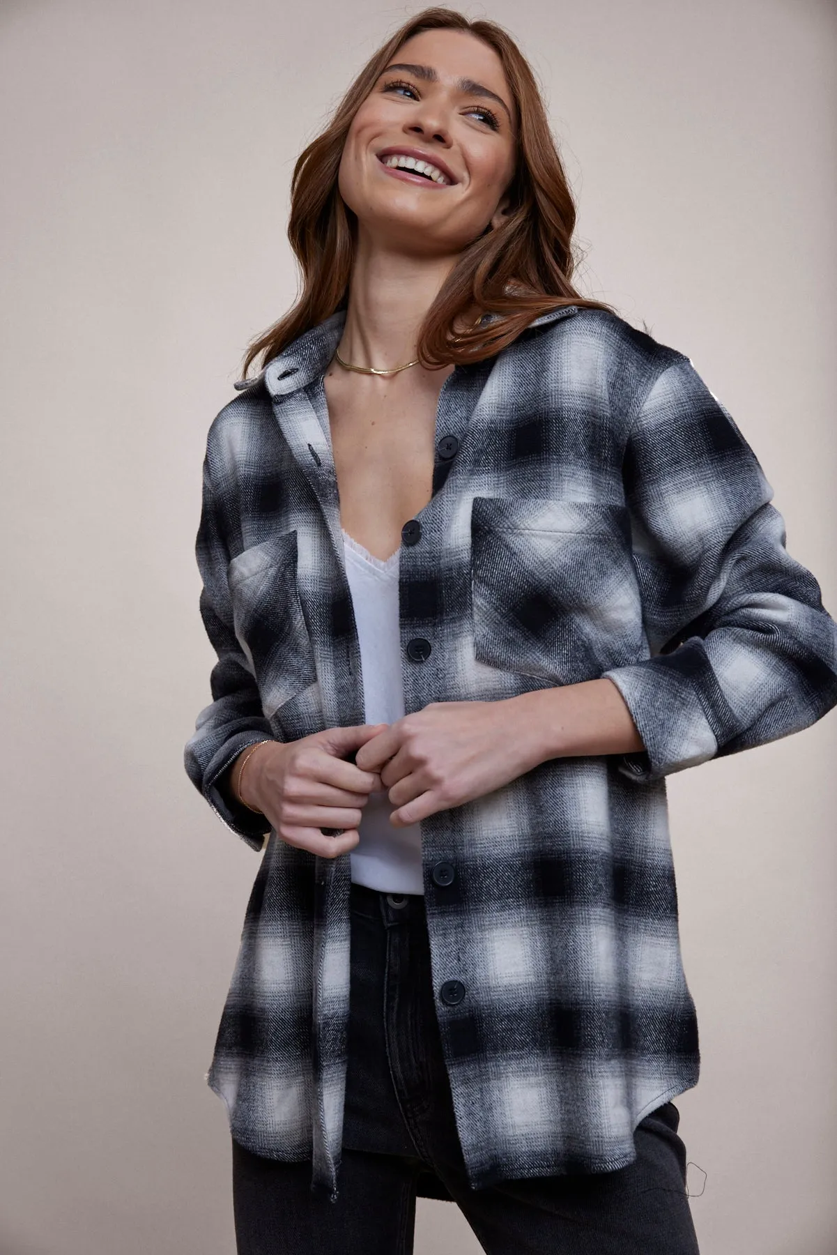 Two Pocket Oversize Shacket - Heritage Black Plaid