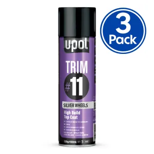 U-POL Trim #11 High Build Top Coat 450ml Silver Wheels (Dark) x 3 Pack