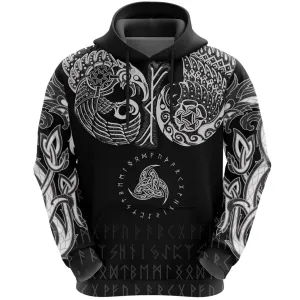 Vikings Chest Tattoo On Pullover Hoodie, Viking Chest Hoodies, Hoodie Viking, Viking Hoodie