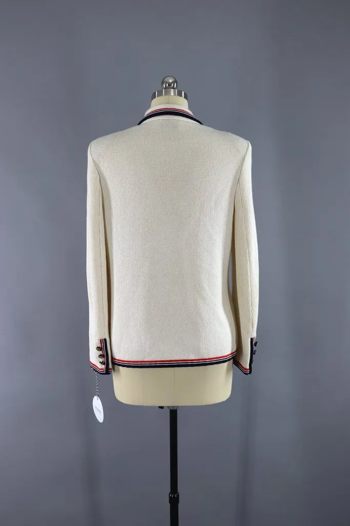 Vintage Ivory Nautical Knit Blazer