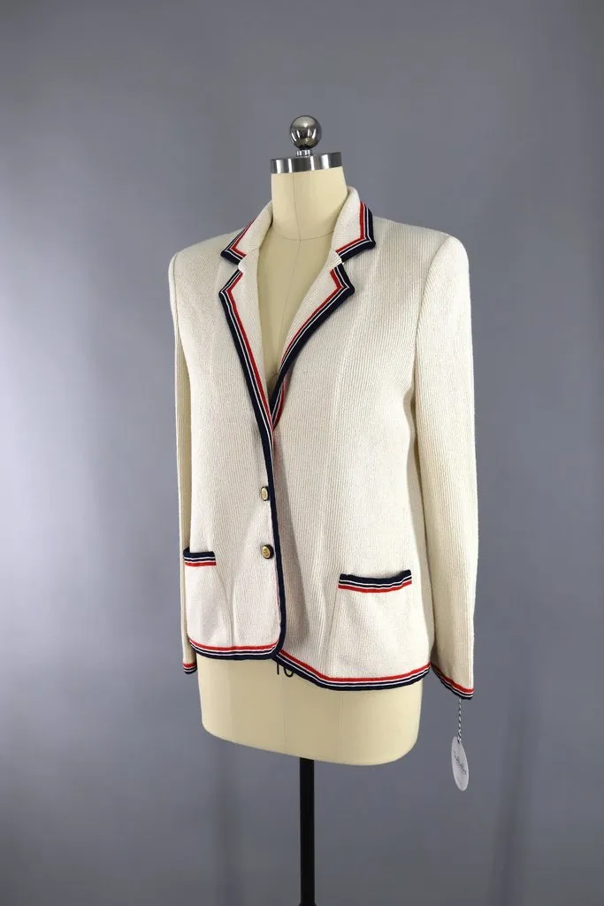 Vintage Ivory Nautical Knit Blazer