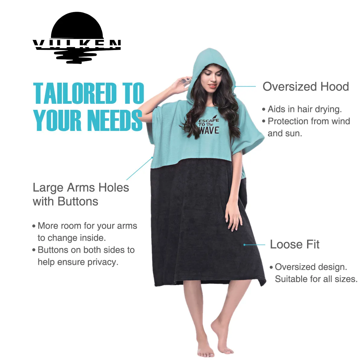 VULKEN Hooded Beach Towel S/M