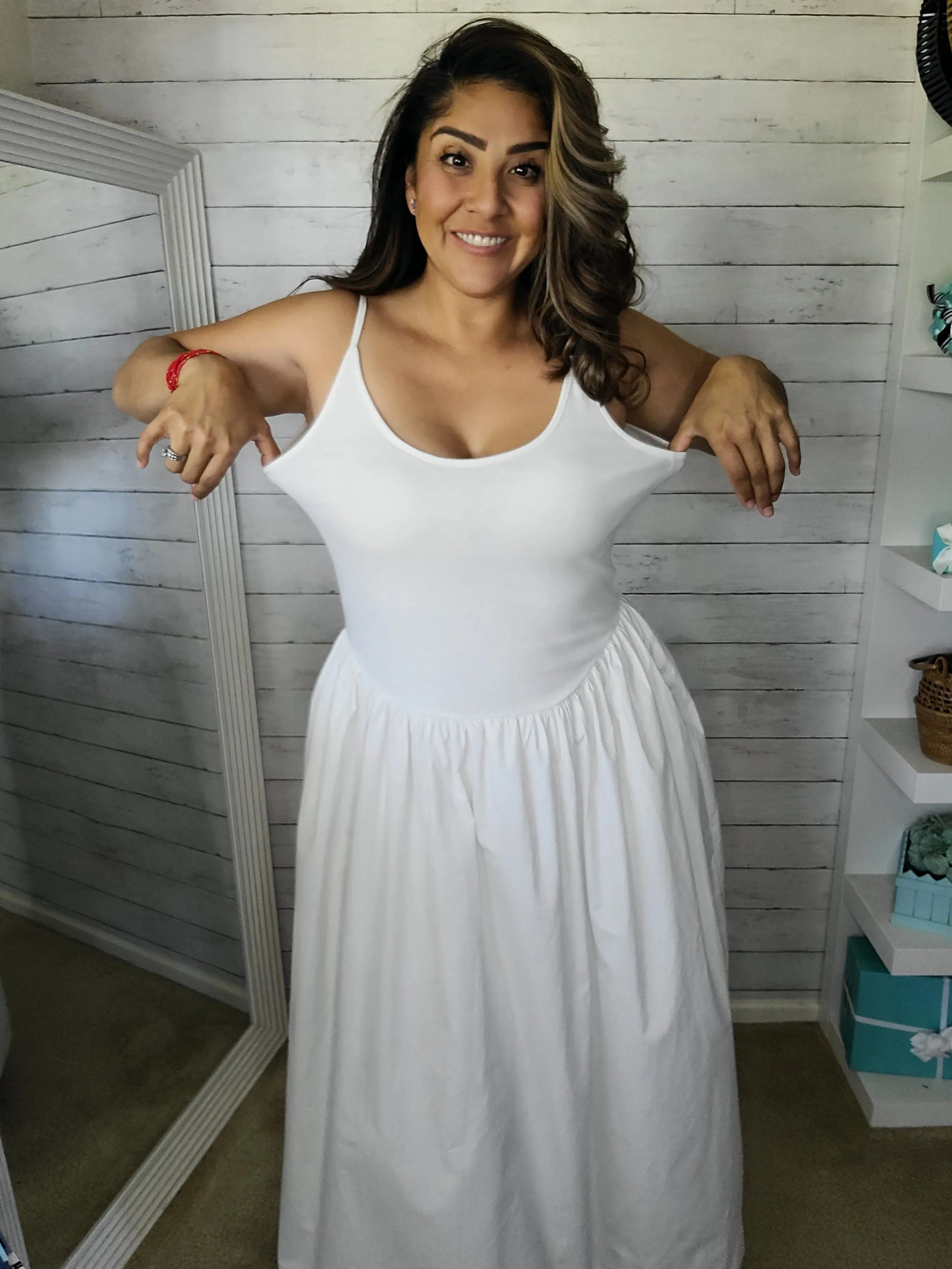 White & Ribbed Midi Dress