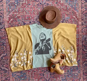 Willie Nelson Inspired Golden Daisy Yellow Embroidered Poncho - Limited Release