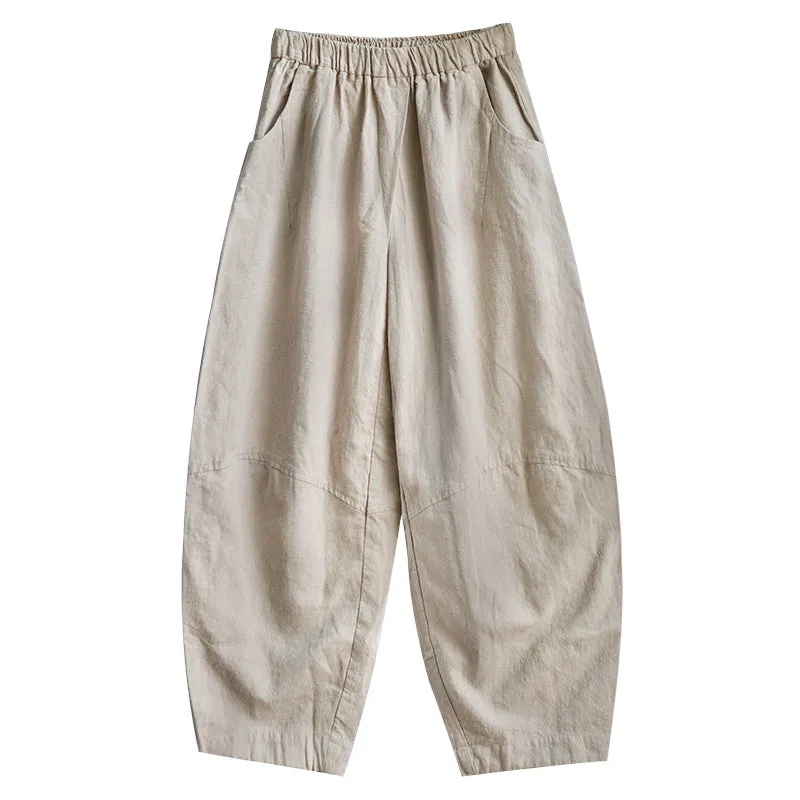 Women Casual Linen Cotton Wide Leg Pants BZ981103