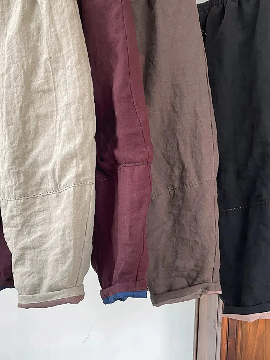 Women Solid Linen Harem Pants
