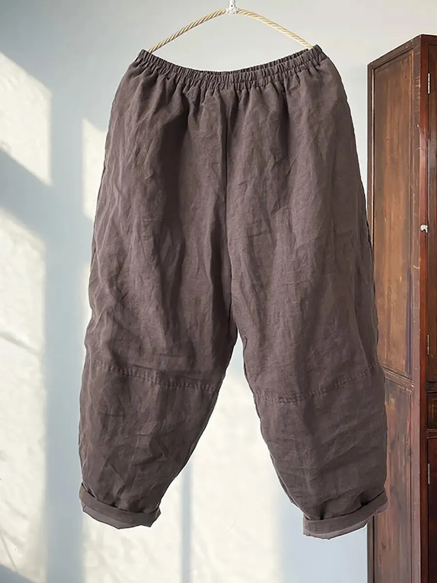 Women Solid Linen Harem Pants