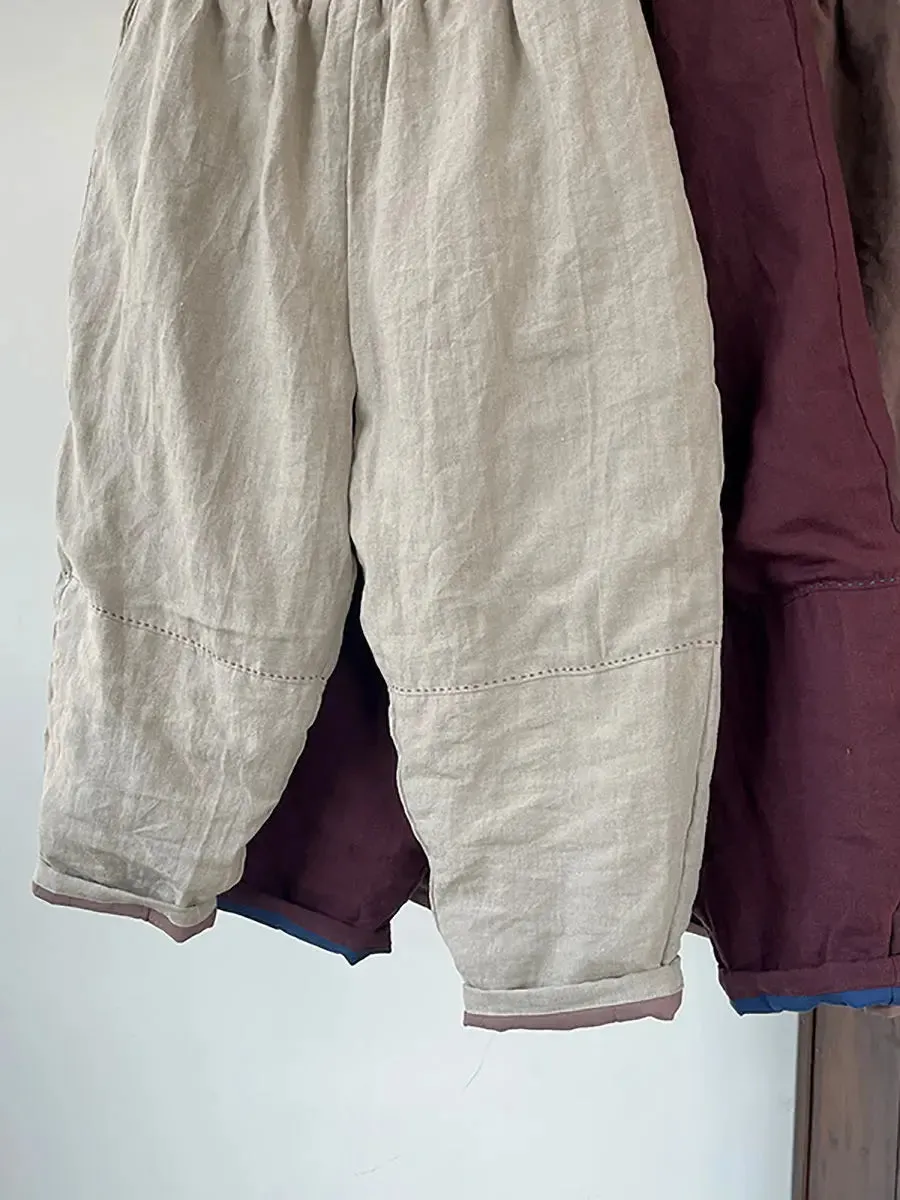 Women Solid Linen Harem Pants