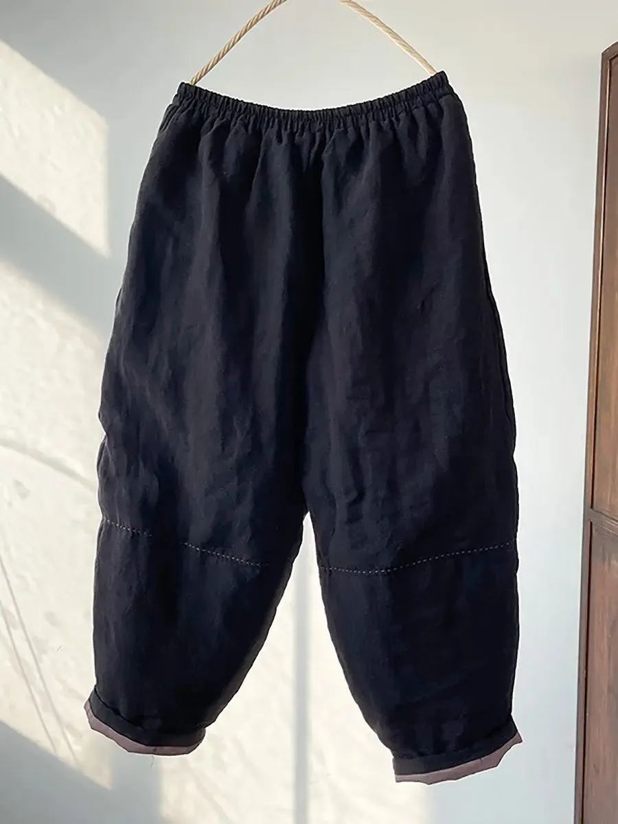 Women Solid Linen Harem Pants