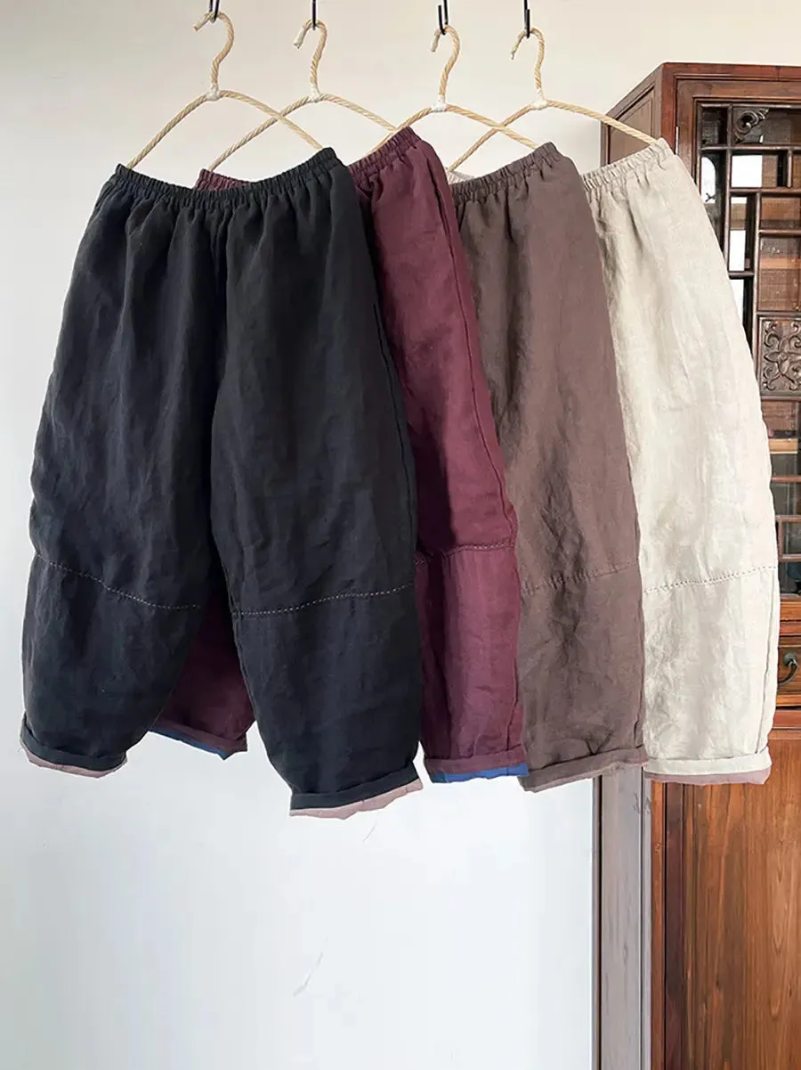 Women Solid Linen Harem Pants