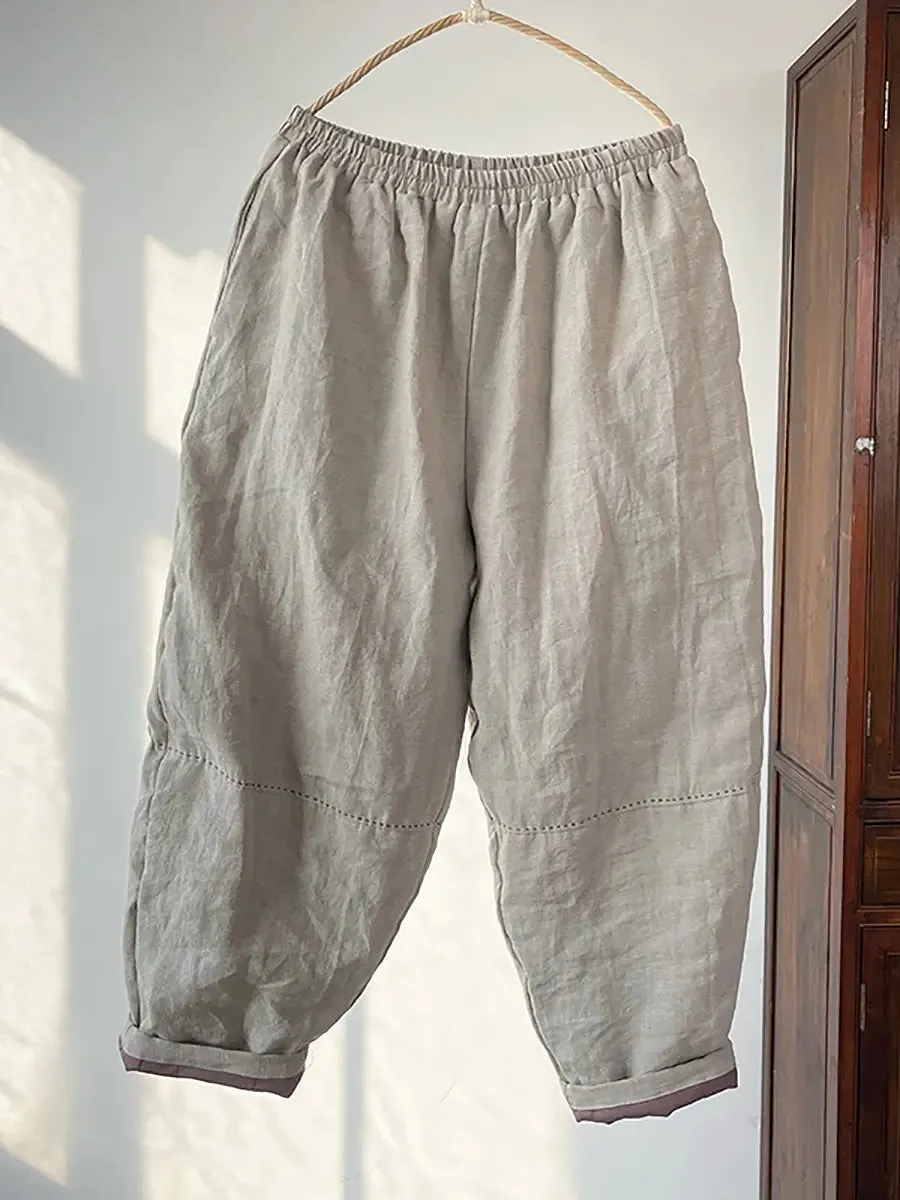 Women Solid Linen Harem Pants