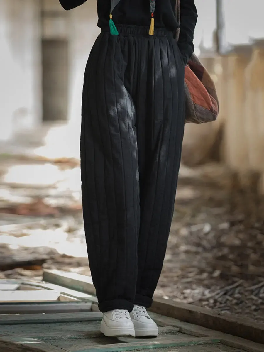 Women Solid Stitching Padded Harem Pants