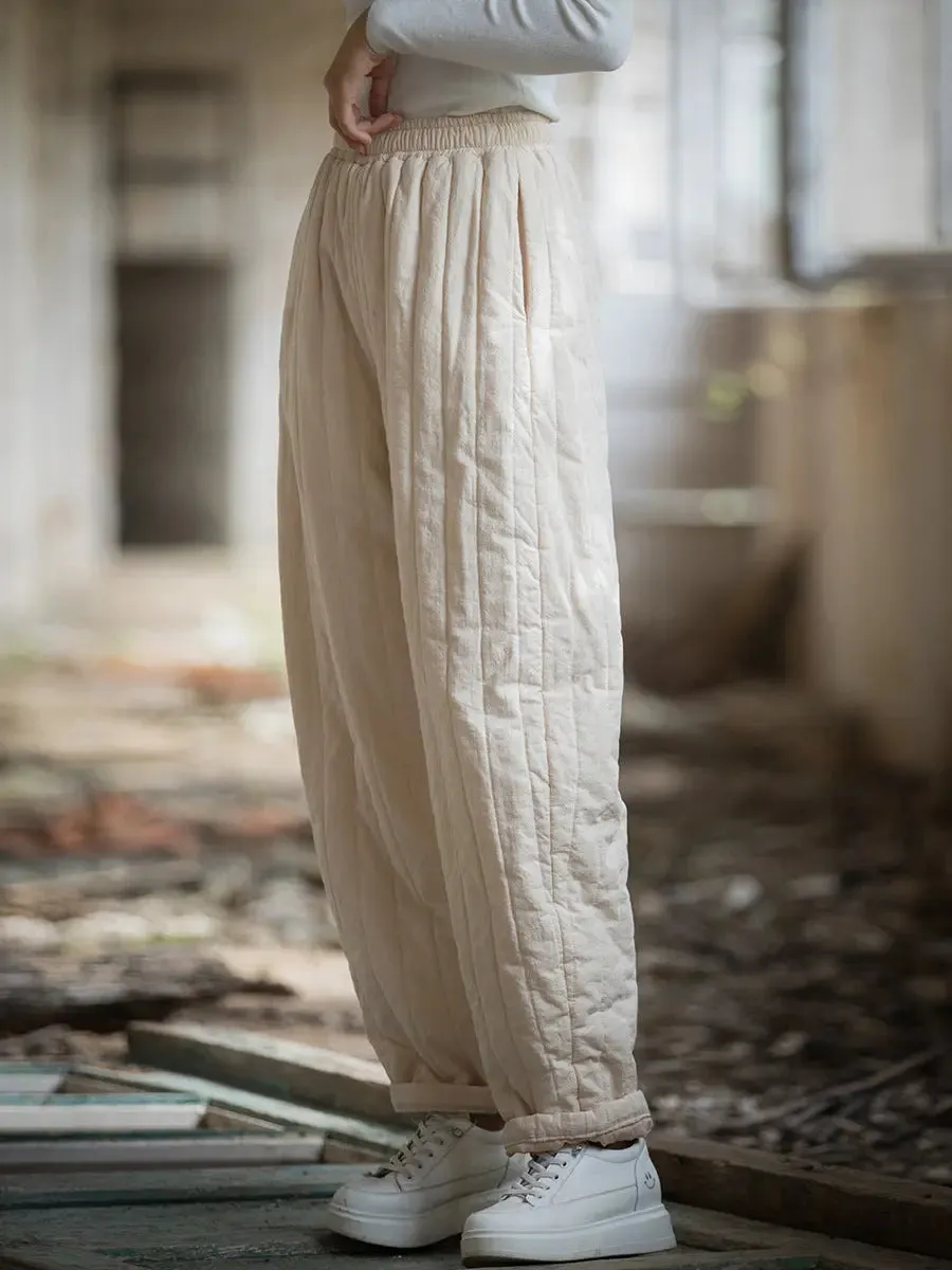 Women Solid Stitching Padded Harem Pants