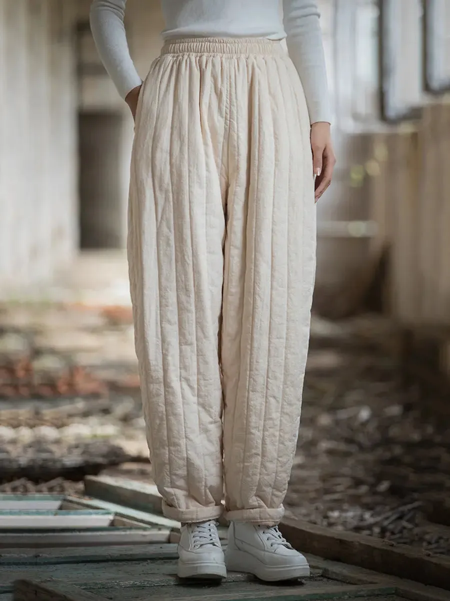 Women Solid Stitching Padded Harem Pants