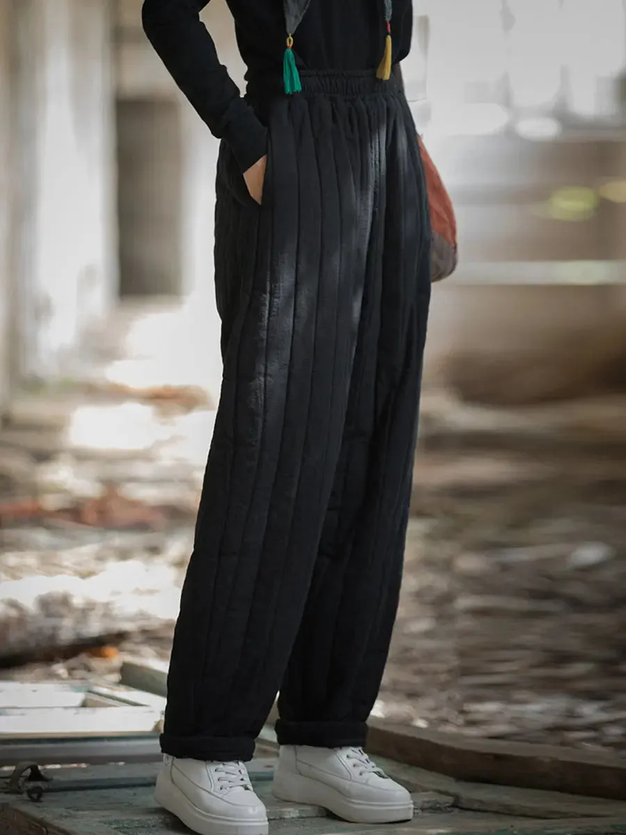 Women Solid Stitching Padded Harem Pants