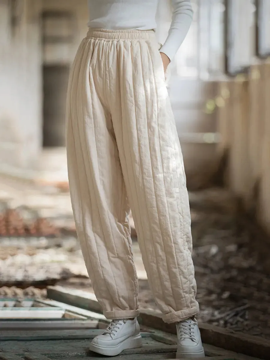 Women Solid Stitching Padded Harem Pants