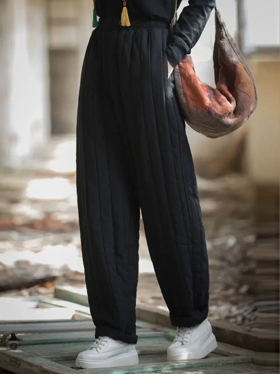 Women Solid Stitching Padded Harem Pants