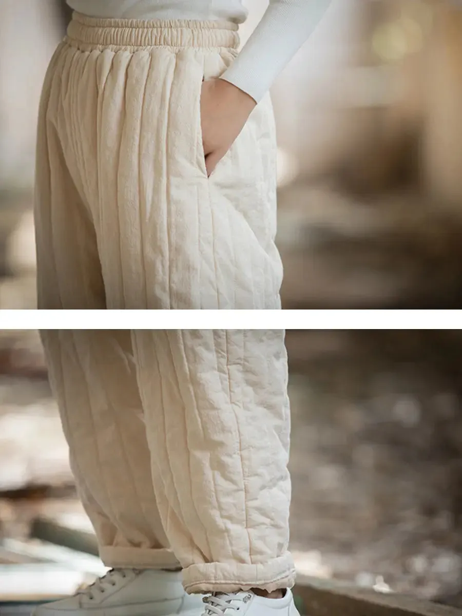 Women Solid Stitching Padded Harem Pants