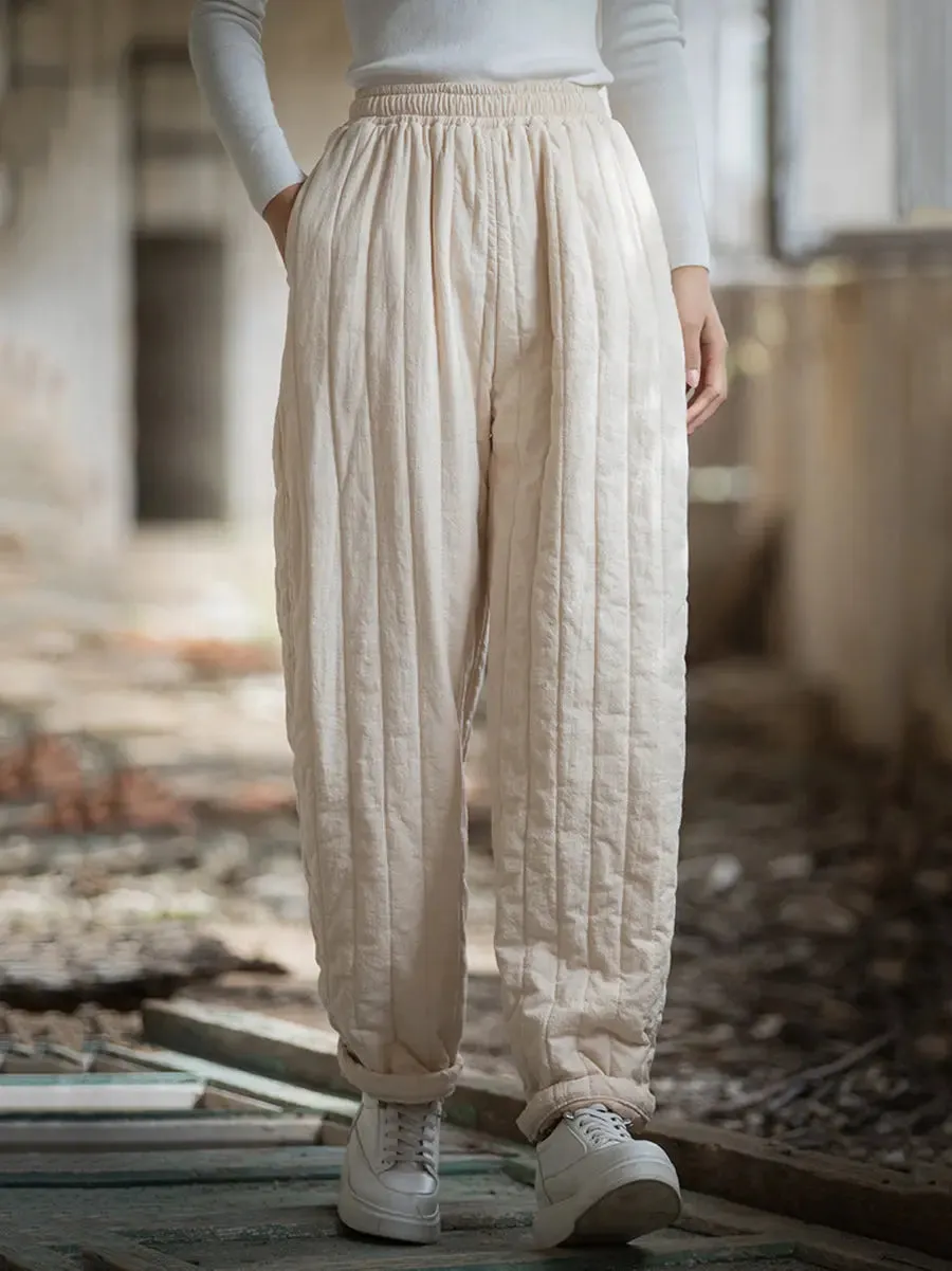 Women Solid Stitching Padded Harem Pants