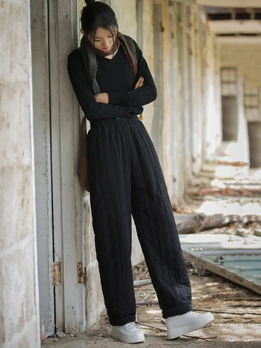 Women Solid Stitching Padded Harem Pants