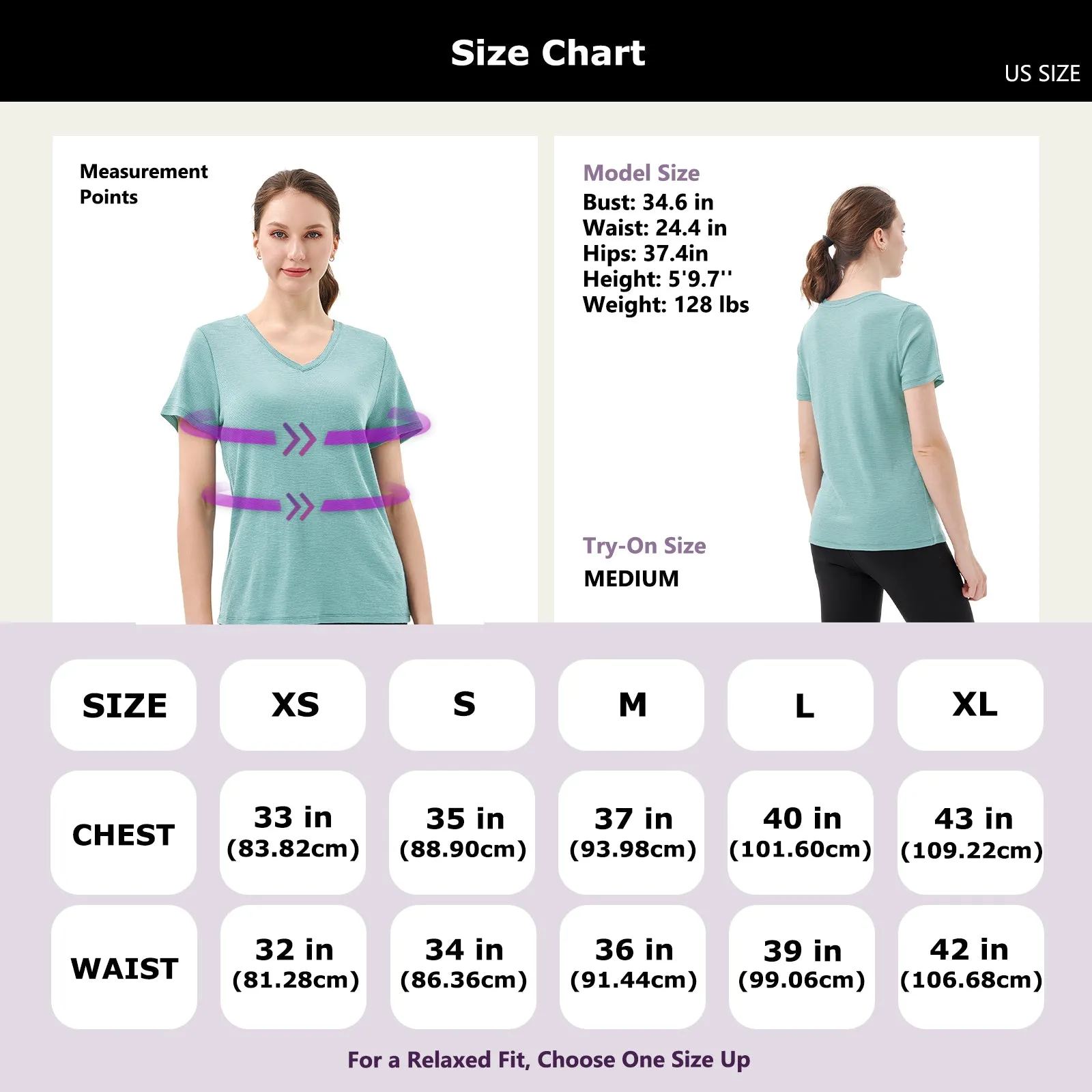 Women's Merino 200g V-Neck Short Sleeve T-Shirt Light Dusty Teal Stripes