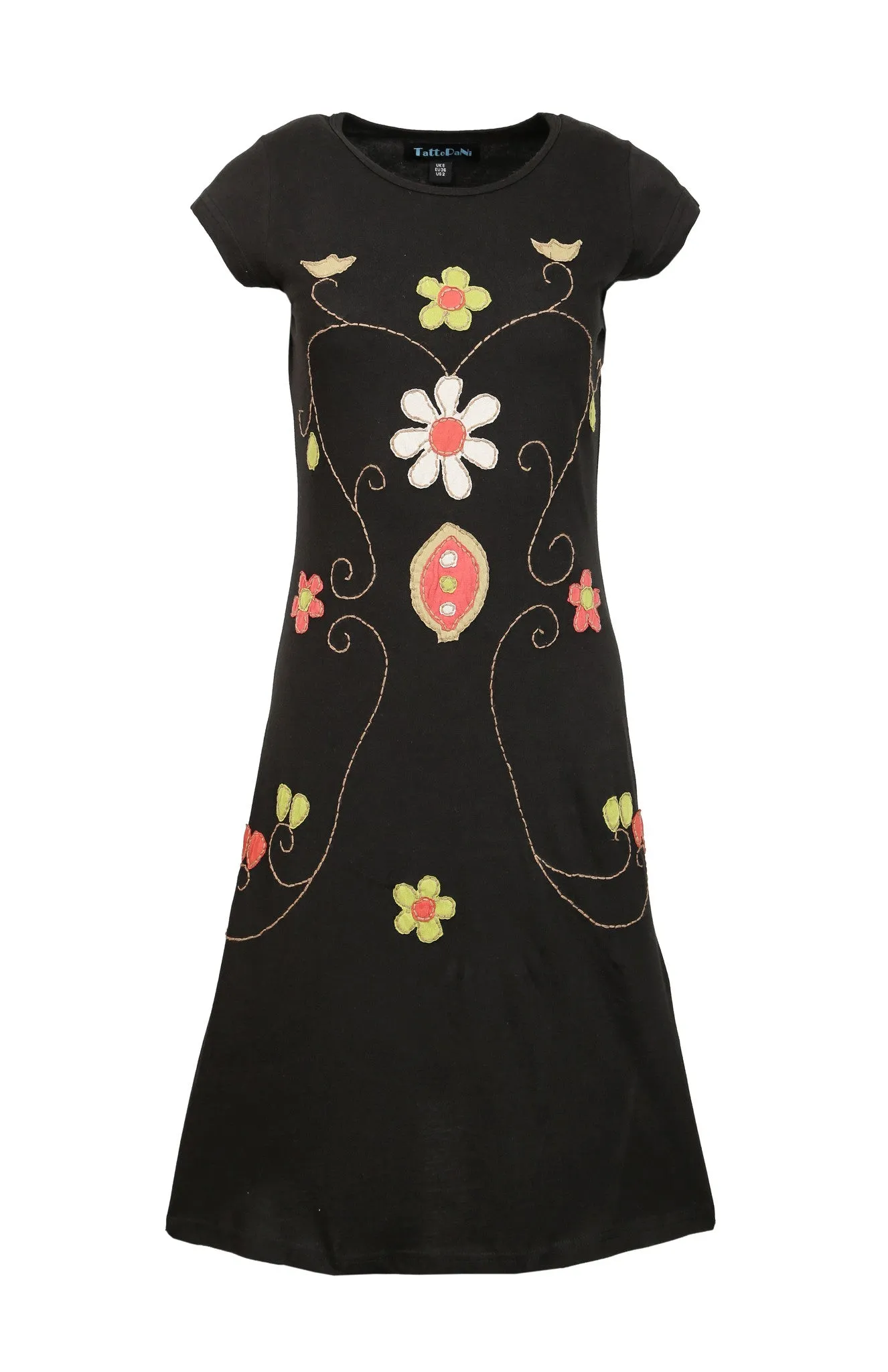 womens-short-sleeved-cotton-dress-with-multicolored-flower-embroidery