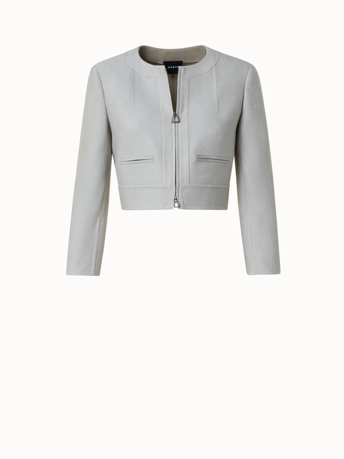 Wool Viscose Crêpe Double-Face Short Jacket