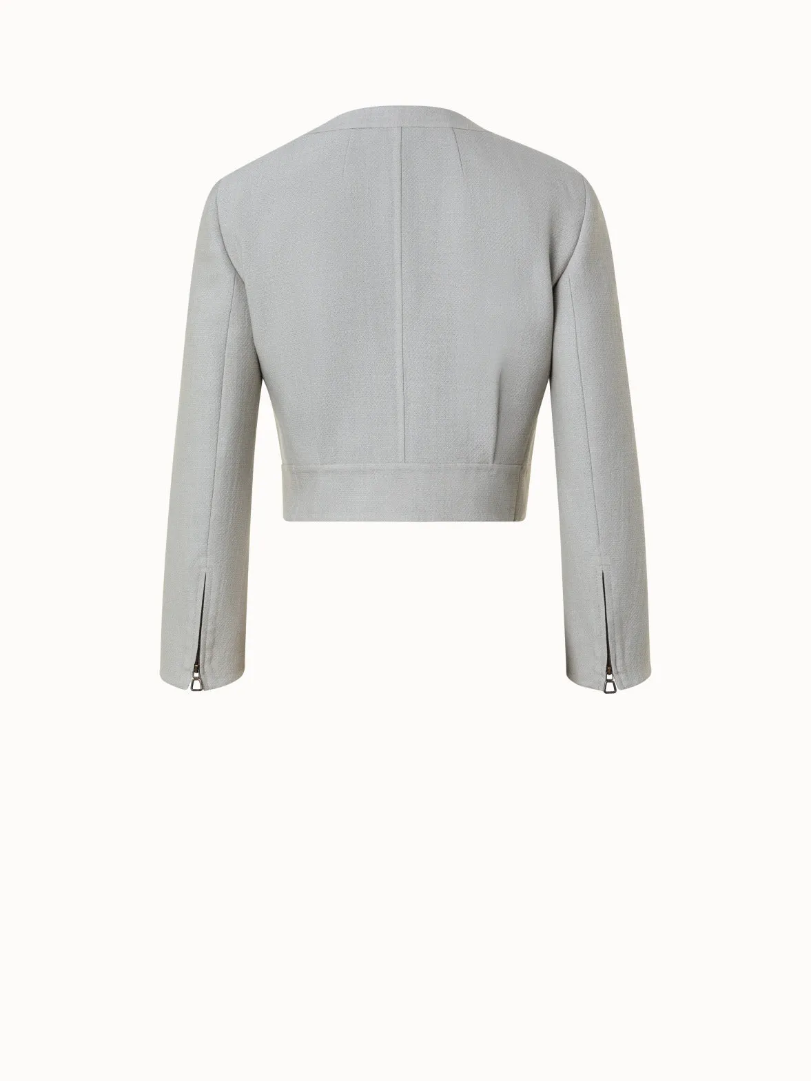 Wool Viscose Crêpe Double-Face Short Jacket
